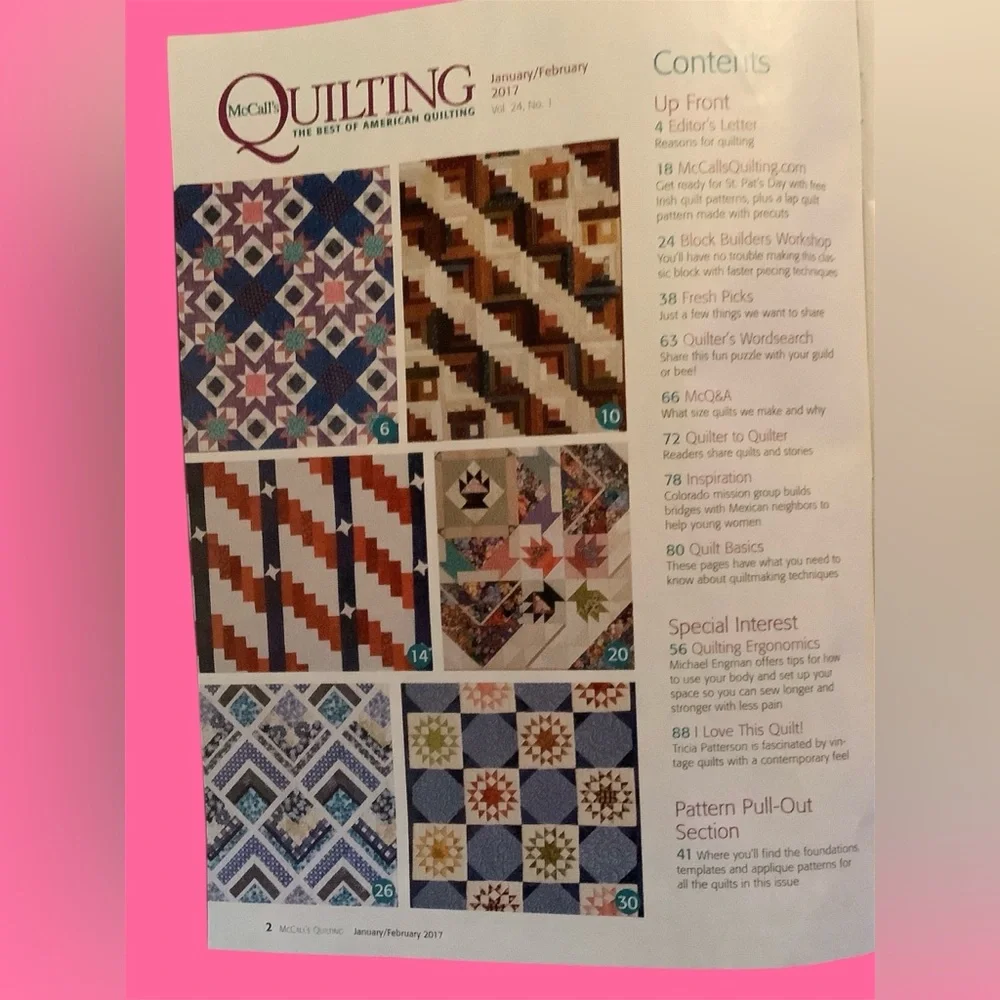 Quilting Magazine 12 Exclusive Designs. Jan./Feb. 2017. New